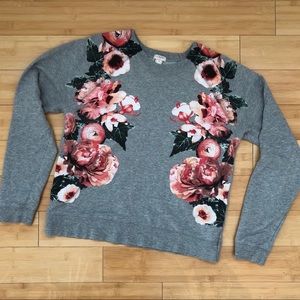 J.Crew Floral Print Pullover Cropped Sweatshirt